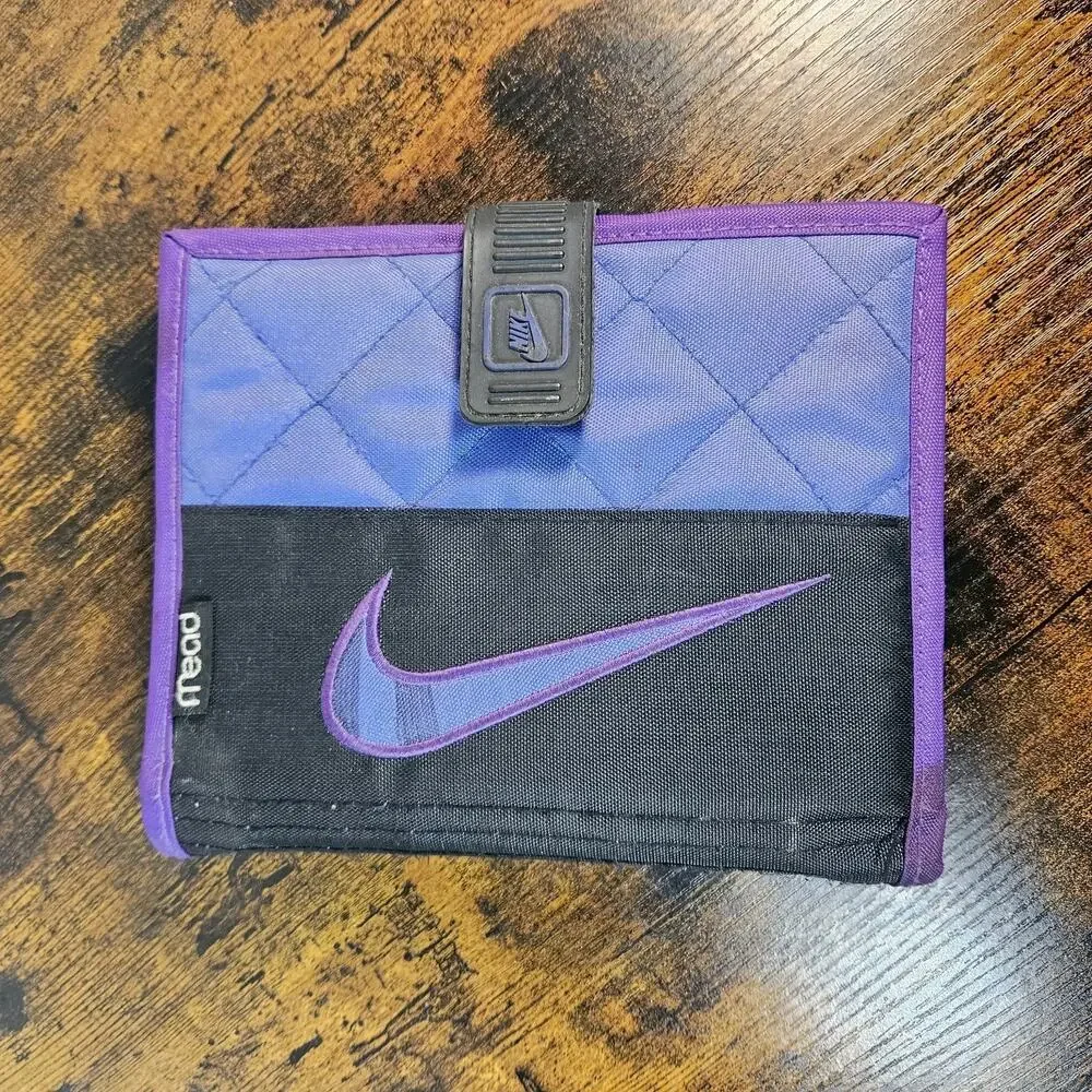 Vtg 1995 Nike Mead Planner Organizer 50074 Purple Black Quilted 90s Portfolio